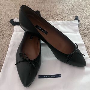 Margaux “The Pointe” Classic Black Bow Flats - NEW